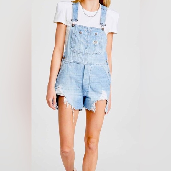 R13 Shortalls Overall Denim Shorts Distressed Size S - Picture 14 of 16
